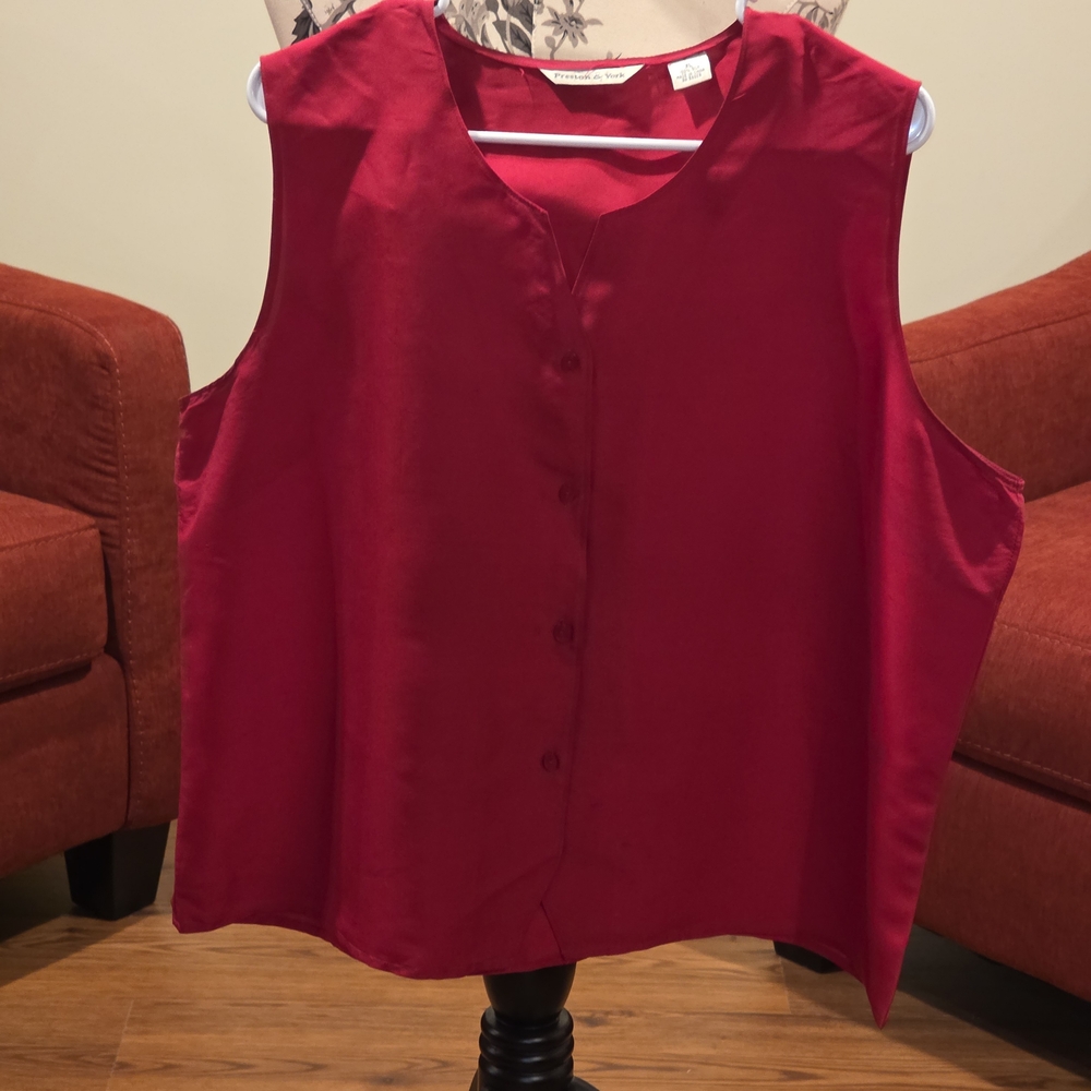 Preston & York Vibrant Red Sleeveless Blouse
